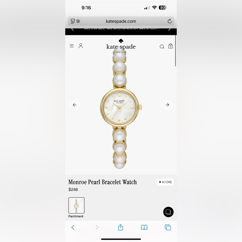 Kate Spade New York Monroe Pearl Bracelet Watch 24mm - Picture 4 of 6